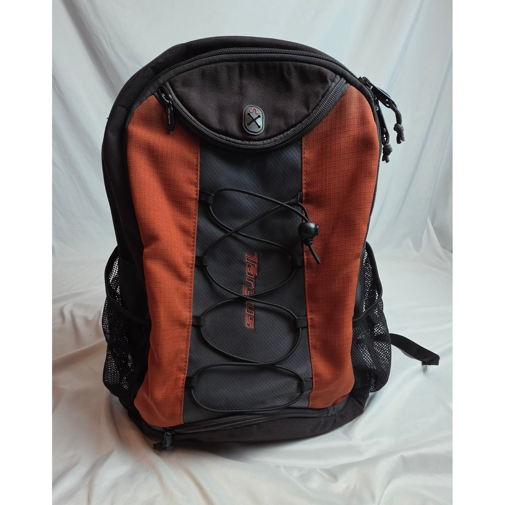 Targus Laptop Backpack Orange Black Ripstop Bungee Cord Tech School Bag 18in
